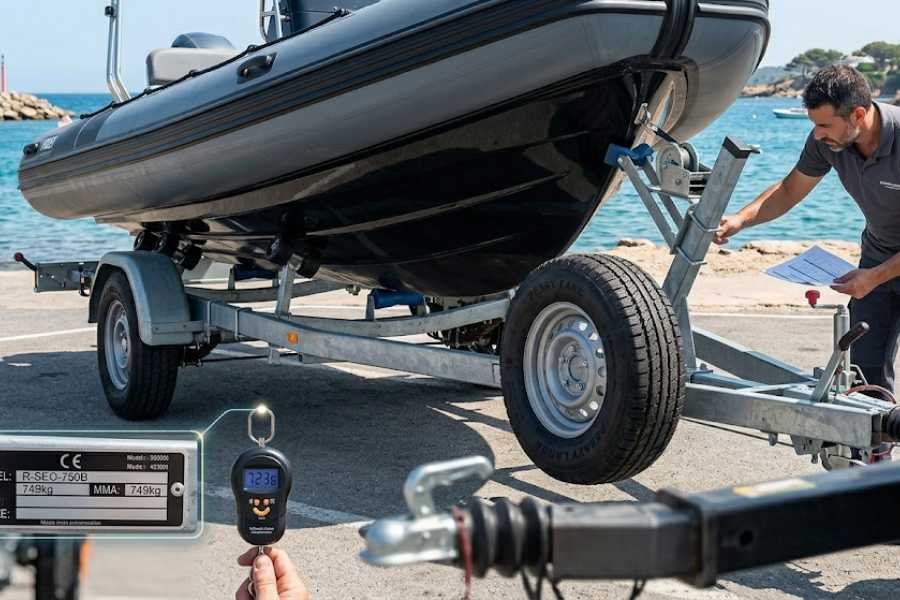 remolque de un barco de un solo eje